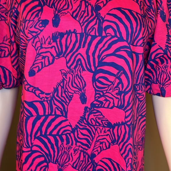 Lilly Pulitzer Rosen Dress passion fruit pink blue zebra print size large - Picture 5 of 8